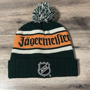 Jägermeister NHL Hockey Knit Beanie Hat Pom Pom Green Orange